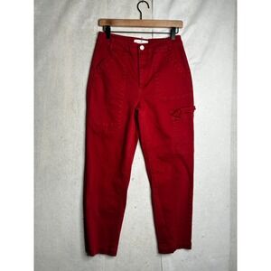Risen Jeans Red Utility Cargo Carpenter Pants High Rise Size 5/27 RDP5241